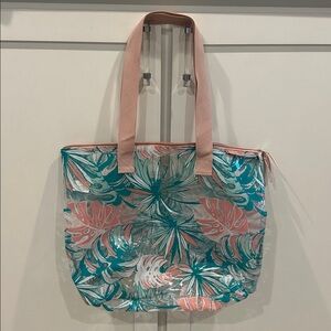 Beach Basics Tropical Print Transparent Tote Bag